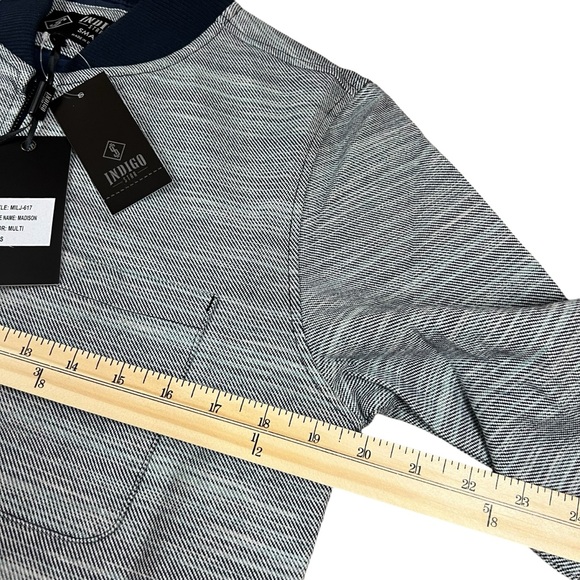 Indigo Star Men’s Small Muli Navy Twill Full Zip Bomber Shirt Jacket NWT - Picture 7 of 11